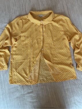 DownEast Yellow and White Geometric Print Blouse